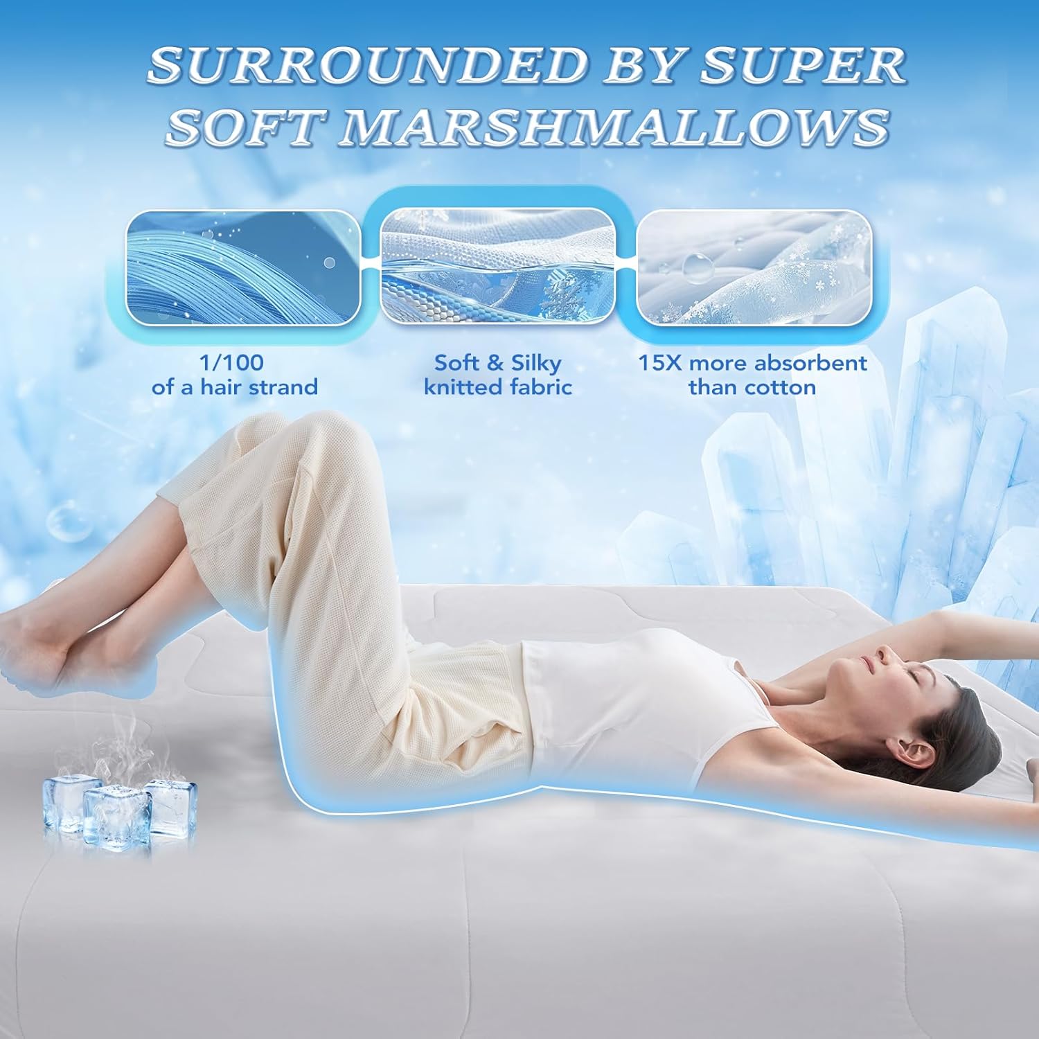 HARBOREST Cooling Comforter King Size - Cooling Blanket for Hot Sleepers and Night Sweats, Q-Max>0.45 Double-Sided Silky Cooling Surface Design, Light Grey(106" x 90") - Image 5