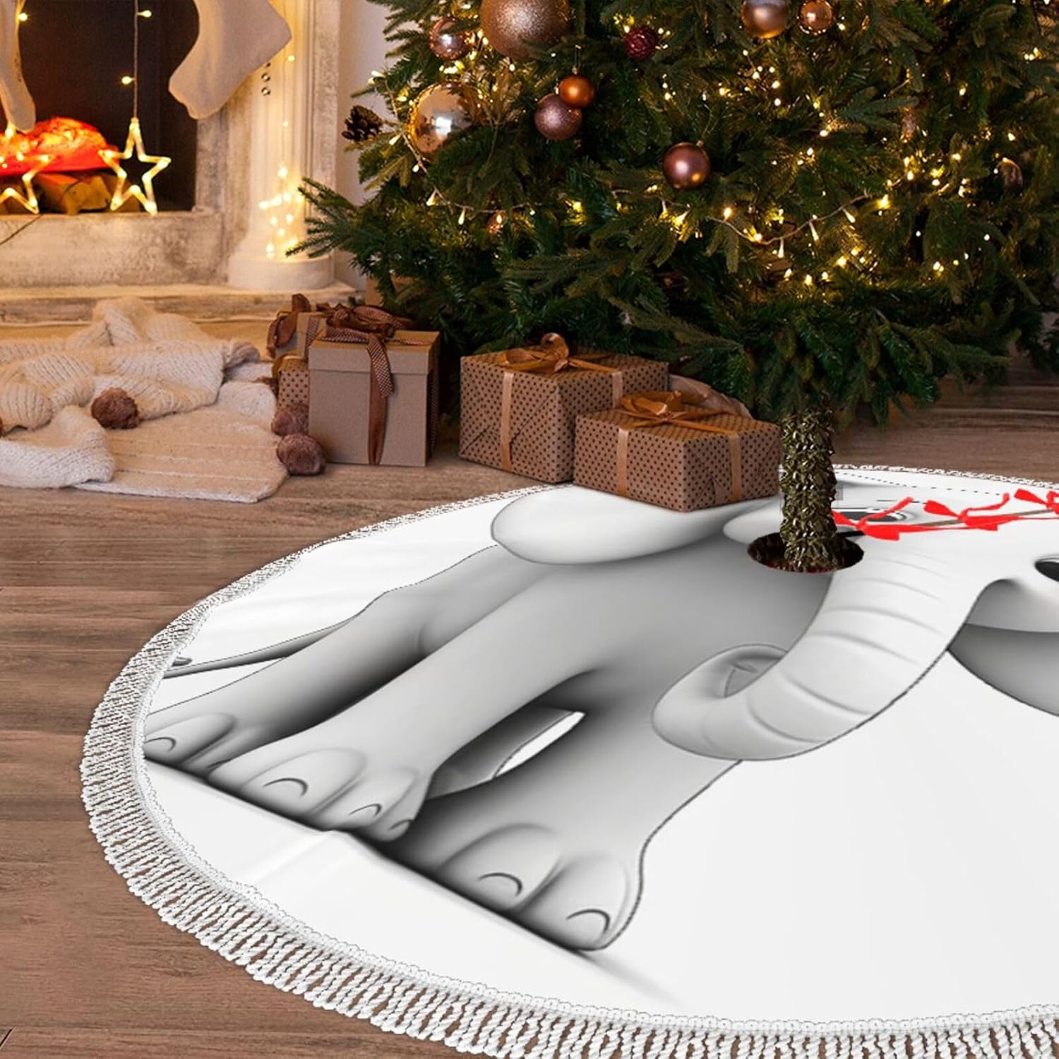 WeihnachtsbaumRock, 121,9 cm, Quasten, Weihnachtsbaumrock, weißer