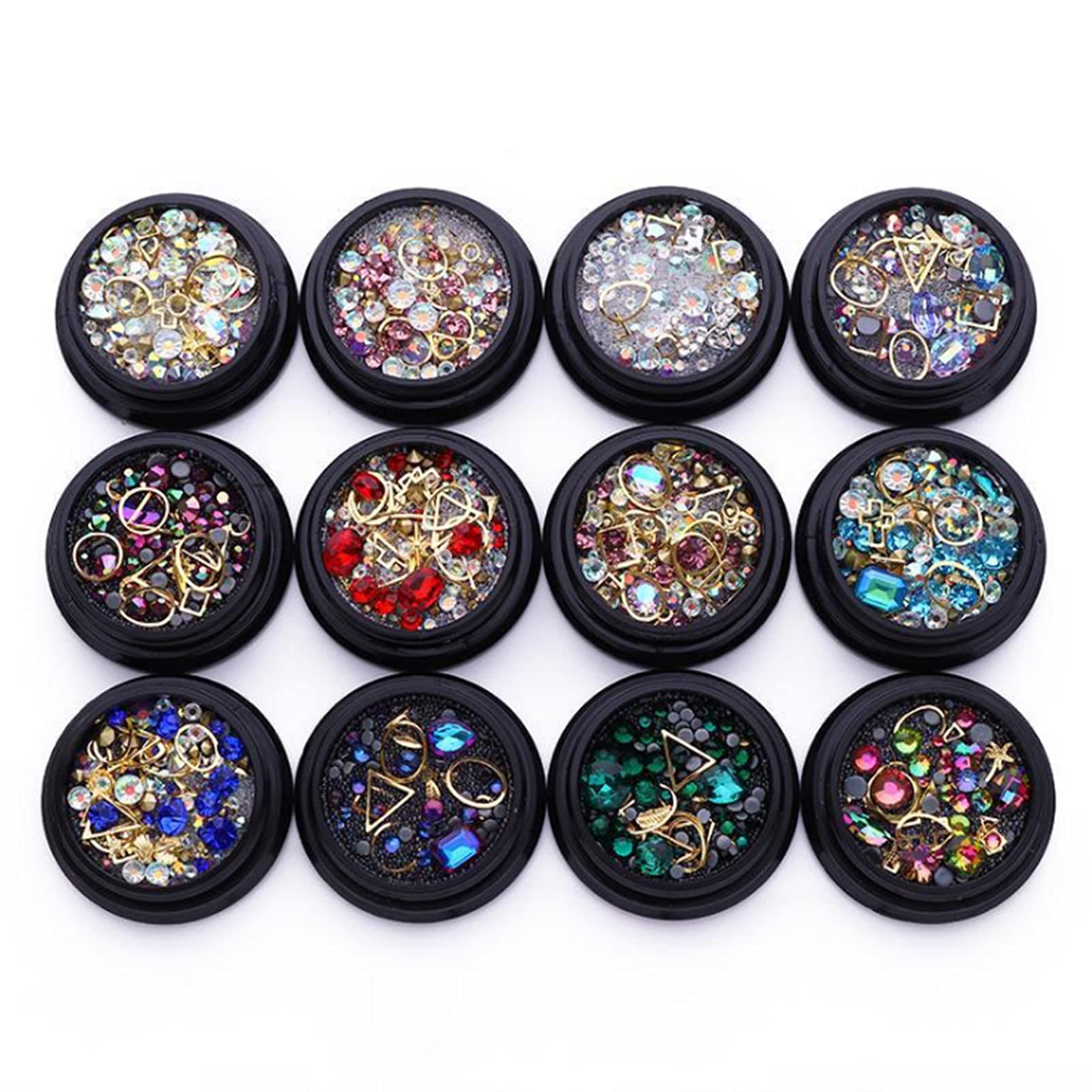 Cristaux de nail art 3D strass colorés pierres ongles et pince