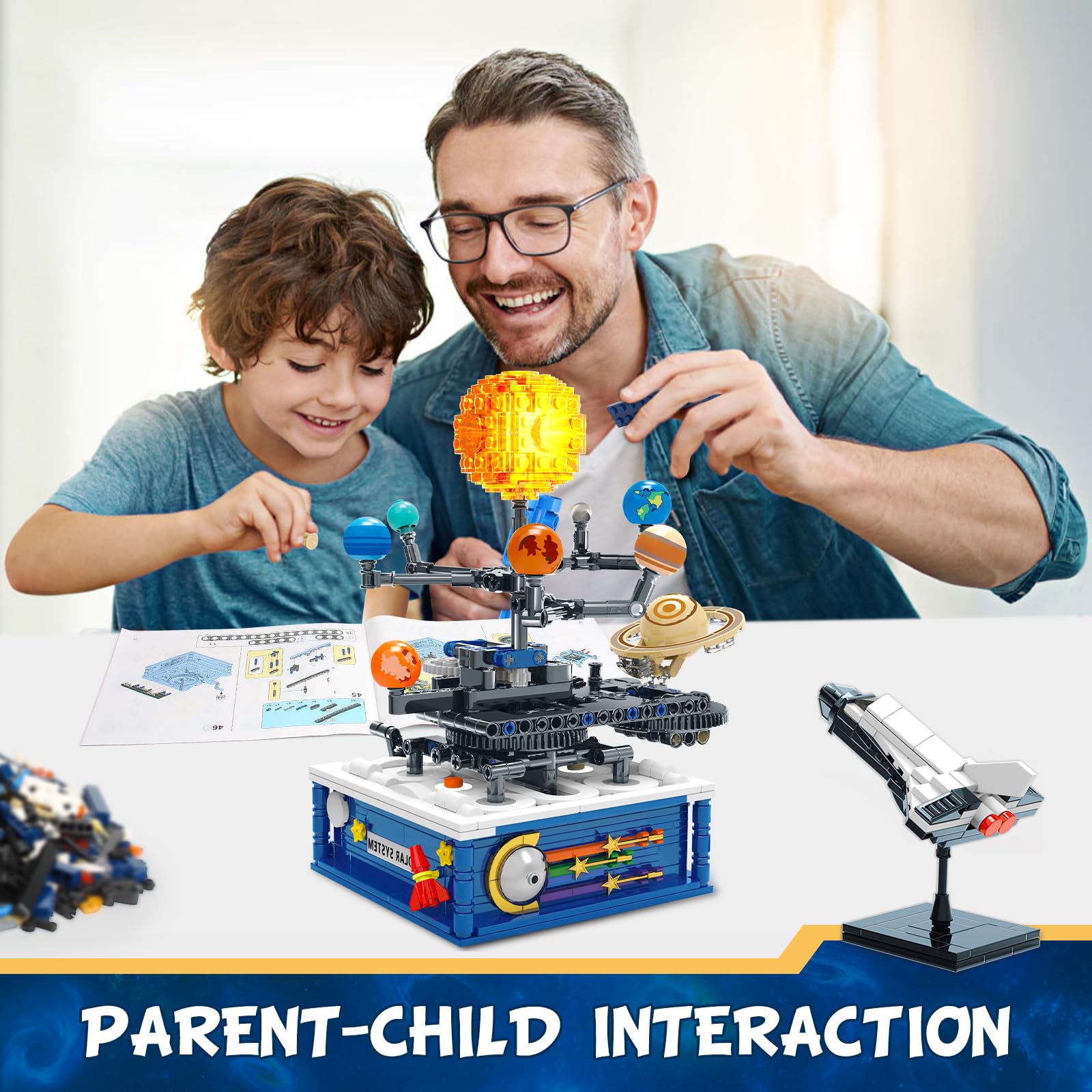 Sitodier Giocattolo rotante per la costruzione del sistema solare, 758 pezzi di esplorazione spaziale Set di costruzione per ragazzi dai 6 anni in su, gioco educativo per bambini dagli 8 ai 13 anni