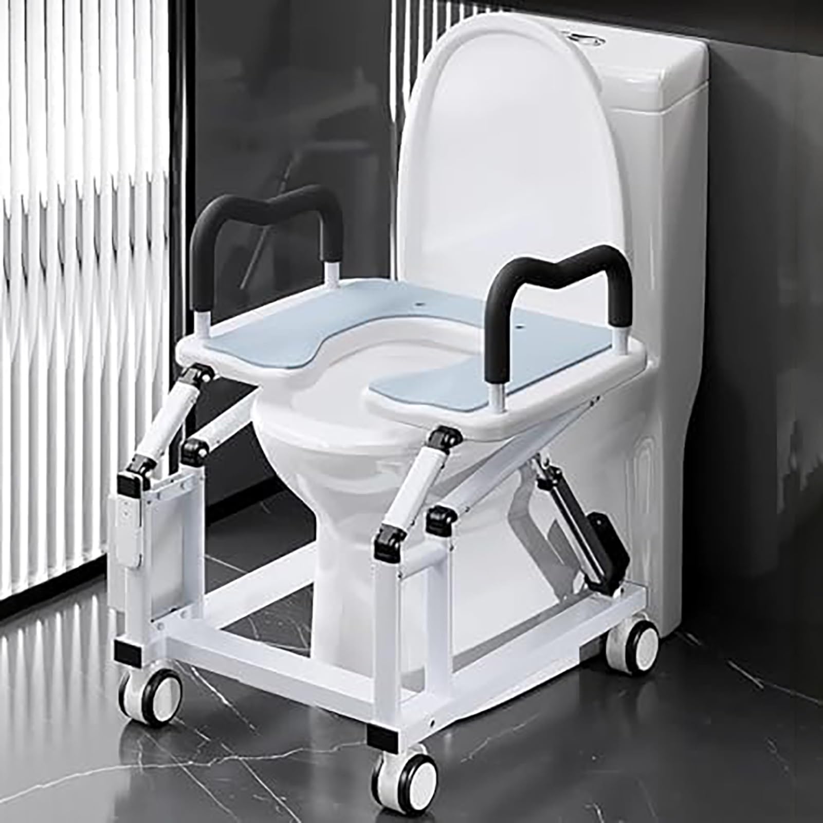 Sollevatore elettrico per WC con braccioli per una maggiore sicurezza del bagno e assistenza alla mobilità