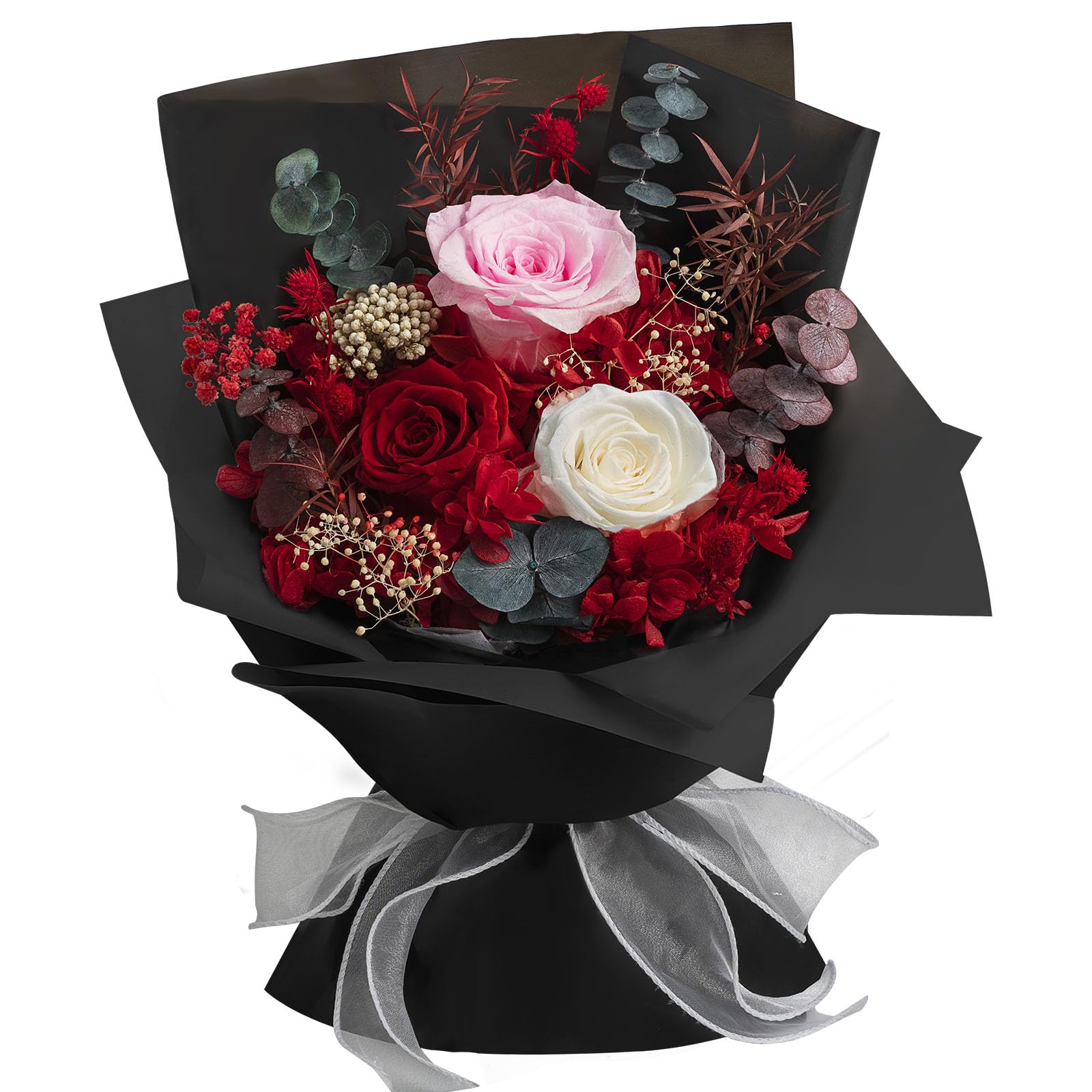 CHAWONER Preserved Flowers Bouquet,Forever Flowers for Delivery Prime,Real Red Rose Bouquets Lasting 1-3 Years,Christmas Valentines Mothers Birthday Gifts for Women Mother Wife Her