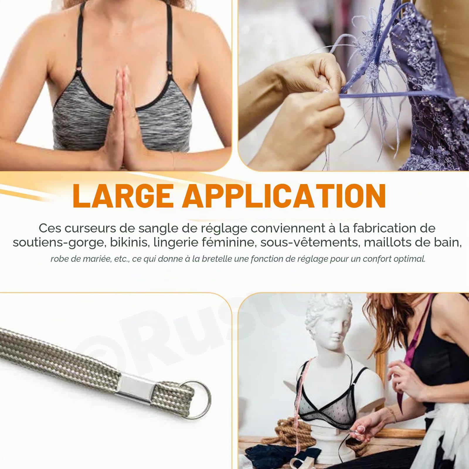 Crochets de sangle de soutien-gorge de maillot de bain, anneaux coulissants de rechange pour haut de maillot de bain et lingerie