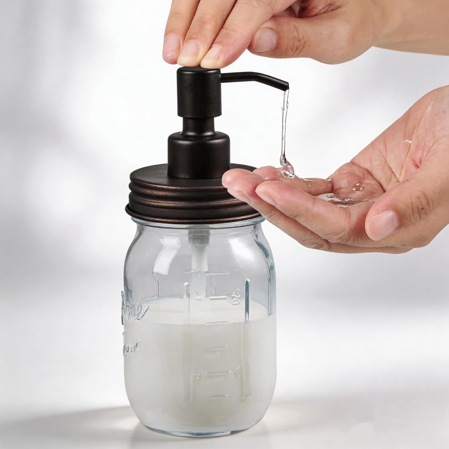 Amolliar Mason Jar Liquid Soap Dispenser Lid, Bathroom Decor, Bronze 1 Pack image 3