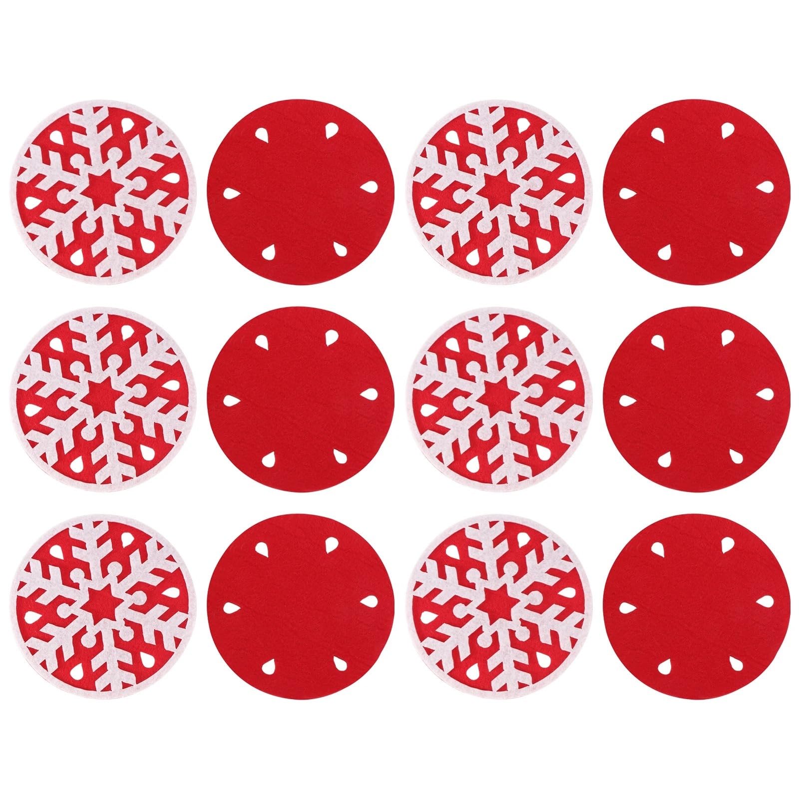 36Pcs Christmas Felt Coasters Heat Insulating Anti-Skid Round Cup Mats for Table Protection