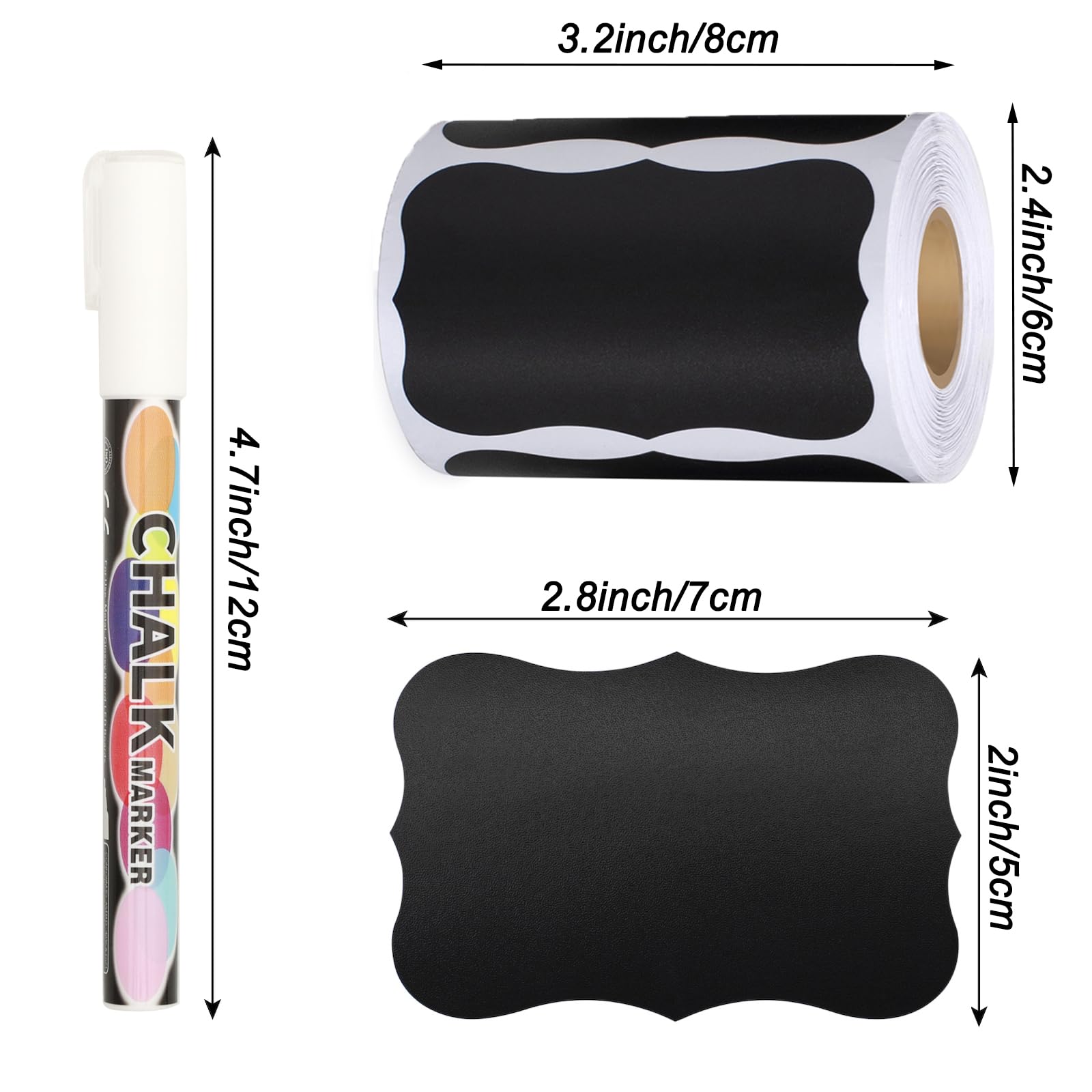 NANXJIUR 180 Pcs Chalkboard Labels, Reusable Blackboard Stickers with 1 Liquid Chalk Marker - Image 2