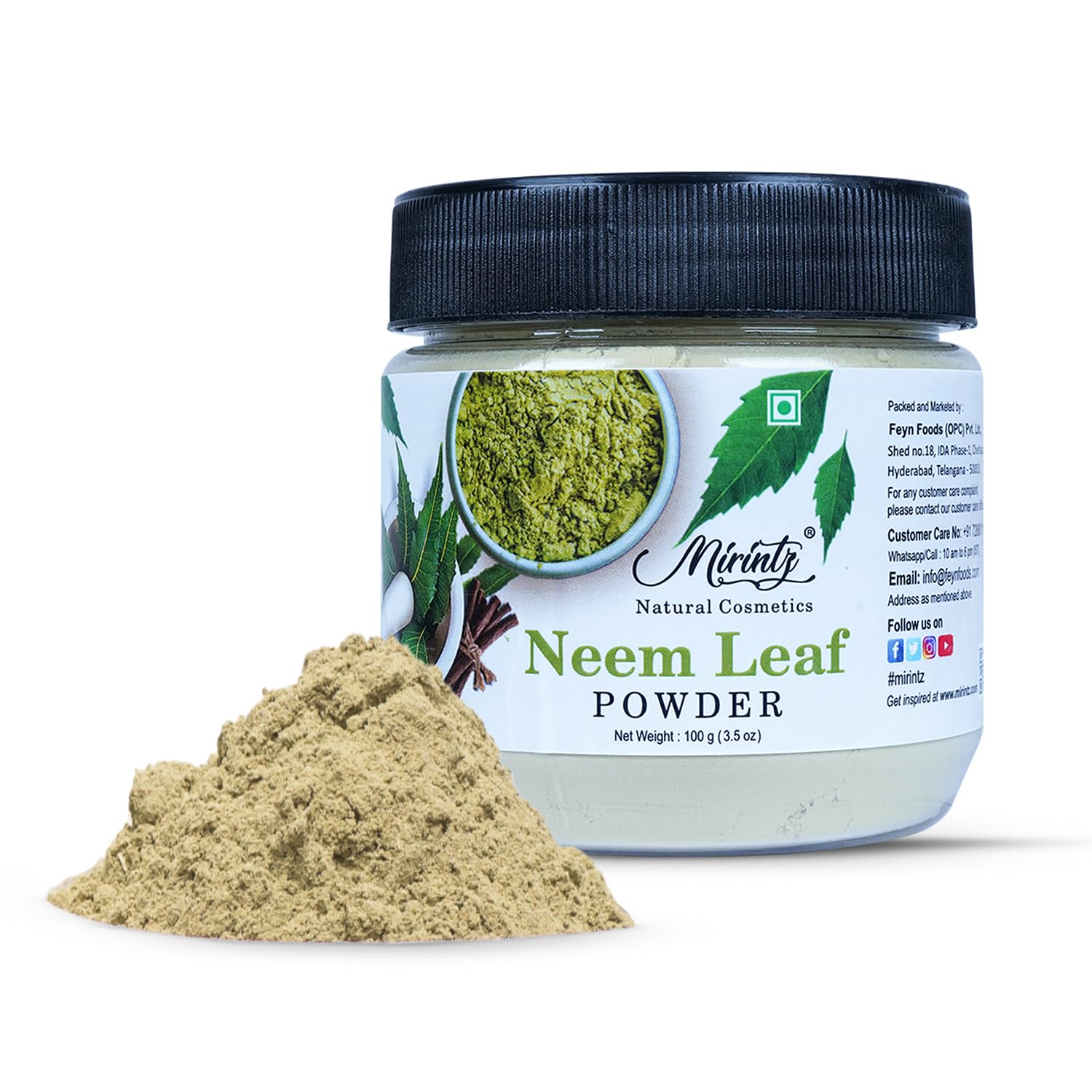 100% Natural Neem Powder for Hair & Skin | (100 gms) Pure Azadirachta Indica Neem Leaves Dried | Neem Leaf Powder for Face Pack, Skin Care Mask & Hair Growth Mask | Natural Skin Care Products