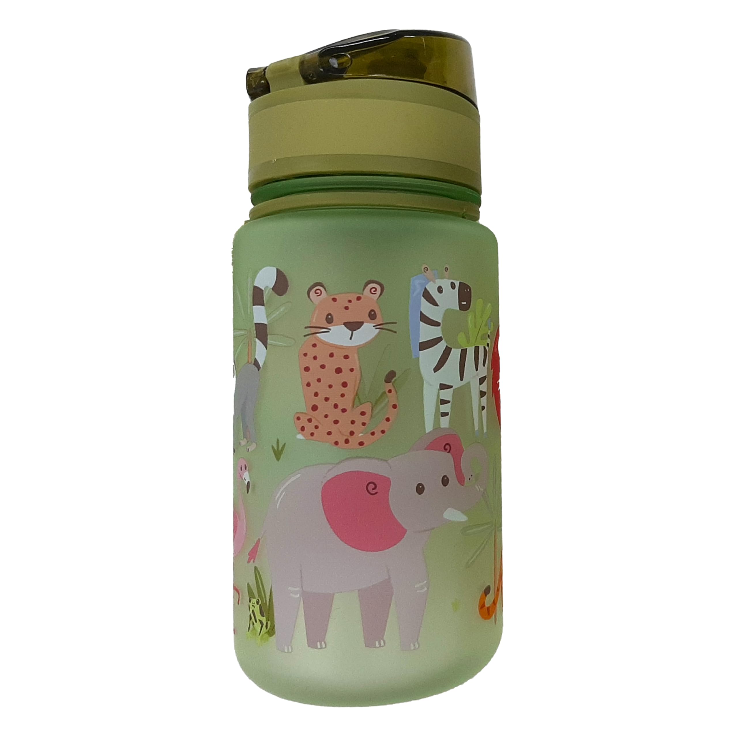 Puckator Zooniverse Pop Top 350ml Shatterproof Children's Bottle - Reusable Kids Drinks Water Bottle For Girls Boys Adults Men - Insulated Drink Water Bottle For School Nursery