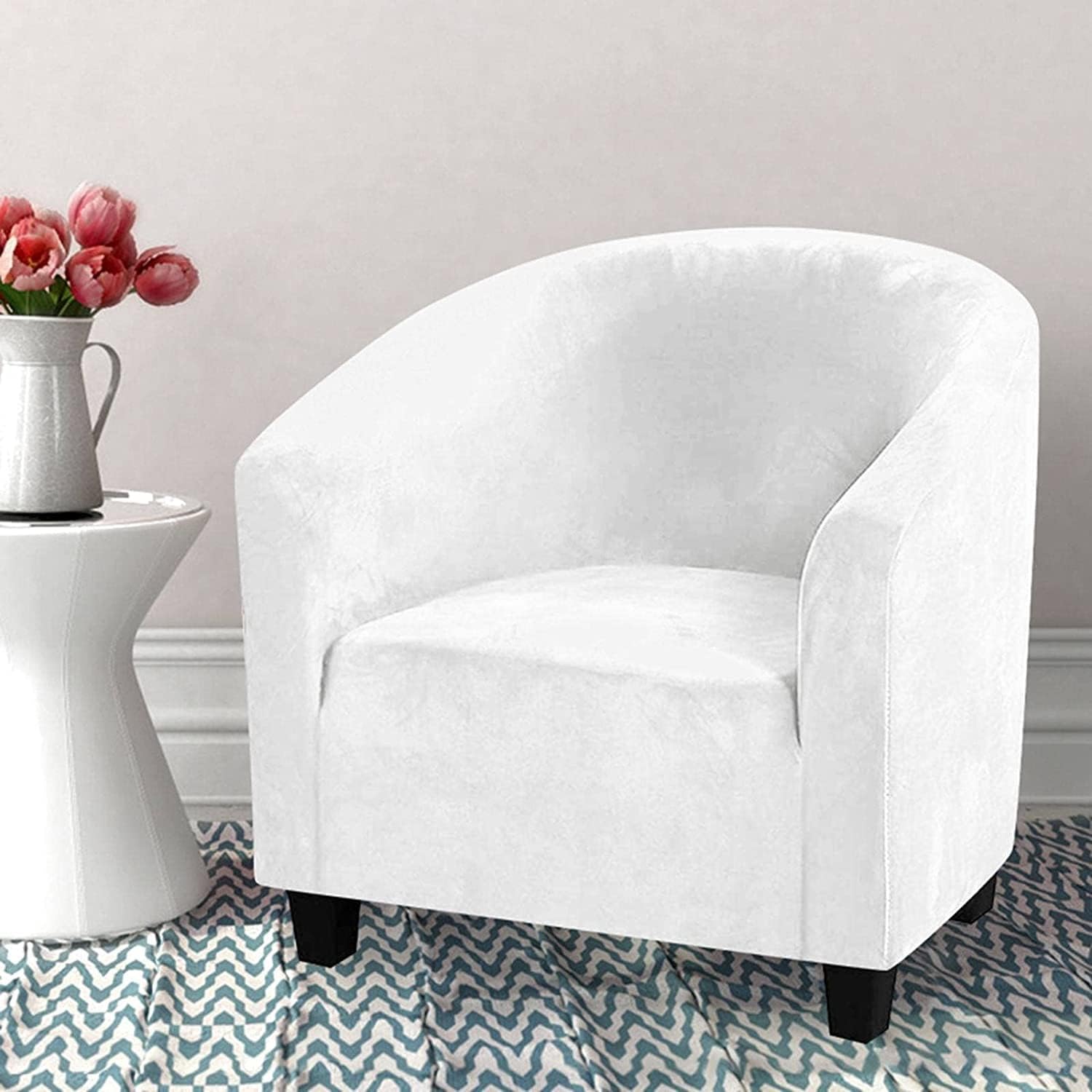 Konsilsa Stretch Club Chair Slipcover, Armchair Tub Chair Covers Furniture Protector for Living Room Arm Chair Cover Spandex Couch Covers (Color : White)