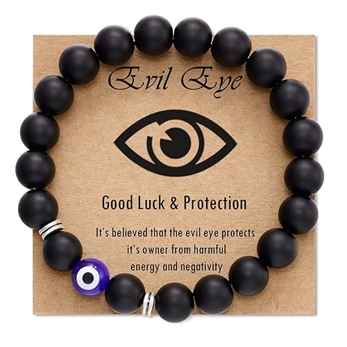 Miniatura 2 de Choistily Evil Eye Bracelets for Men Amulet Beaded Bracelets Lucky Gemstone Stretch Mens Bracelets Beads Tiger Eye Bracelet for Boys