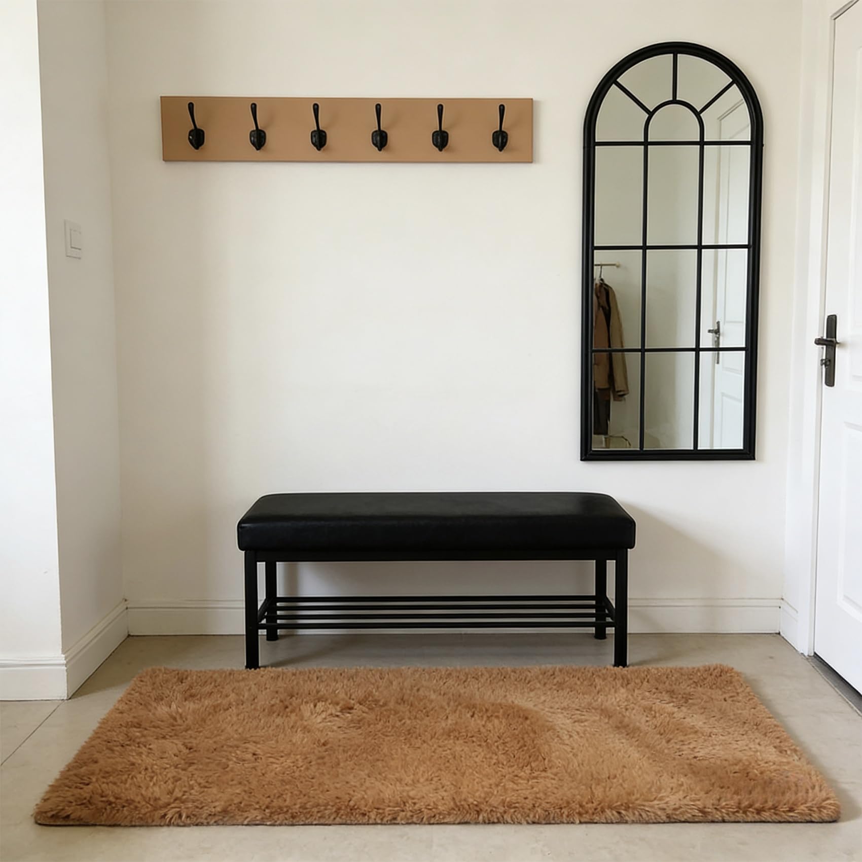 Tapis de salon marron 195x295 cm à poils longs et doux pour chambre moderne