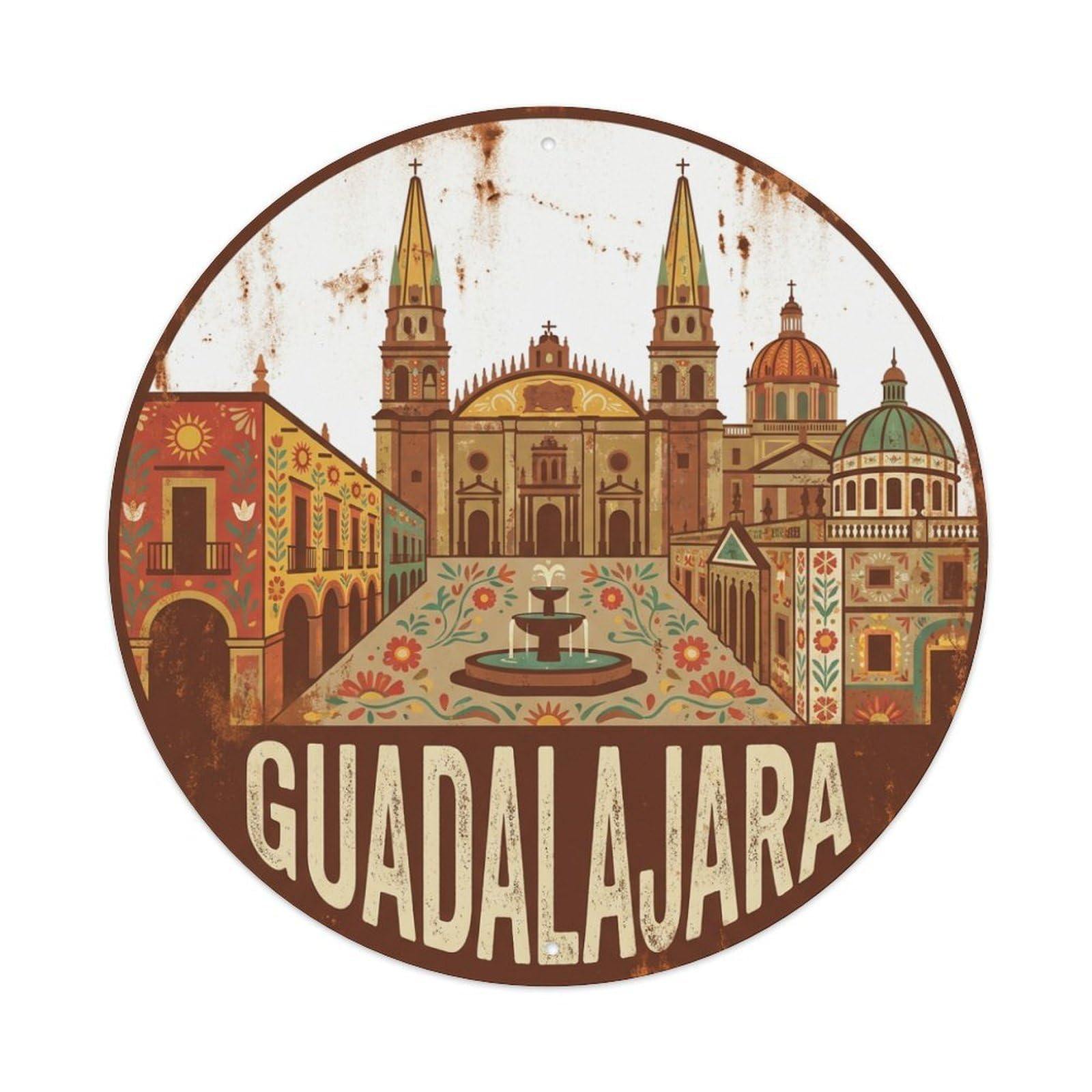 Retro Travel Mexico Guadalajara Metal Tin Sign