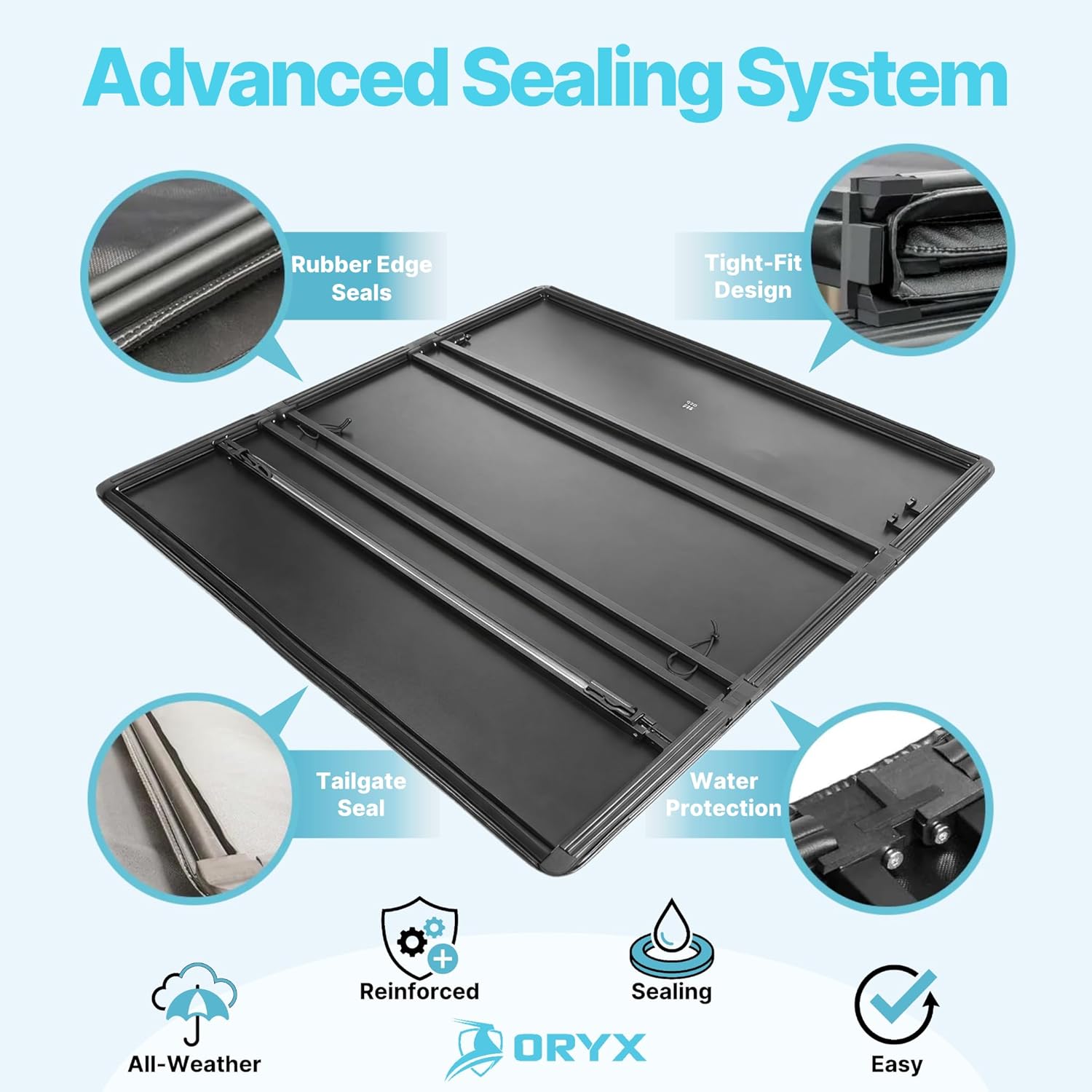 ORYX T8 Soft Tri Fold Tonneau Cover | Truck Bed Cover Compatible with Ford F-150 5.5 ft (66 in.) Styleside Bed 2015-2022