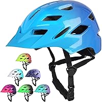 Vista 29 de Casco de bicicleta para niños y niñas, con luz LED, visera desmontable, para niños, jóvenes, adolescentes, multideporte, para patinaje, ciclismo