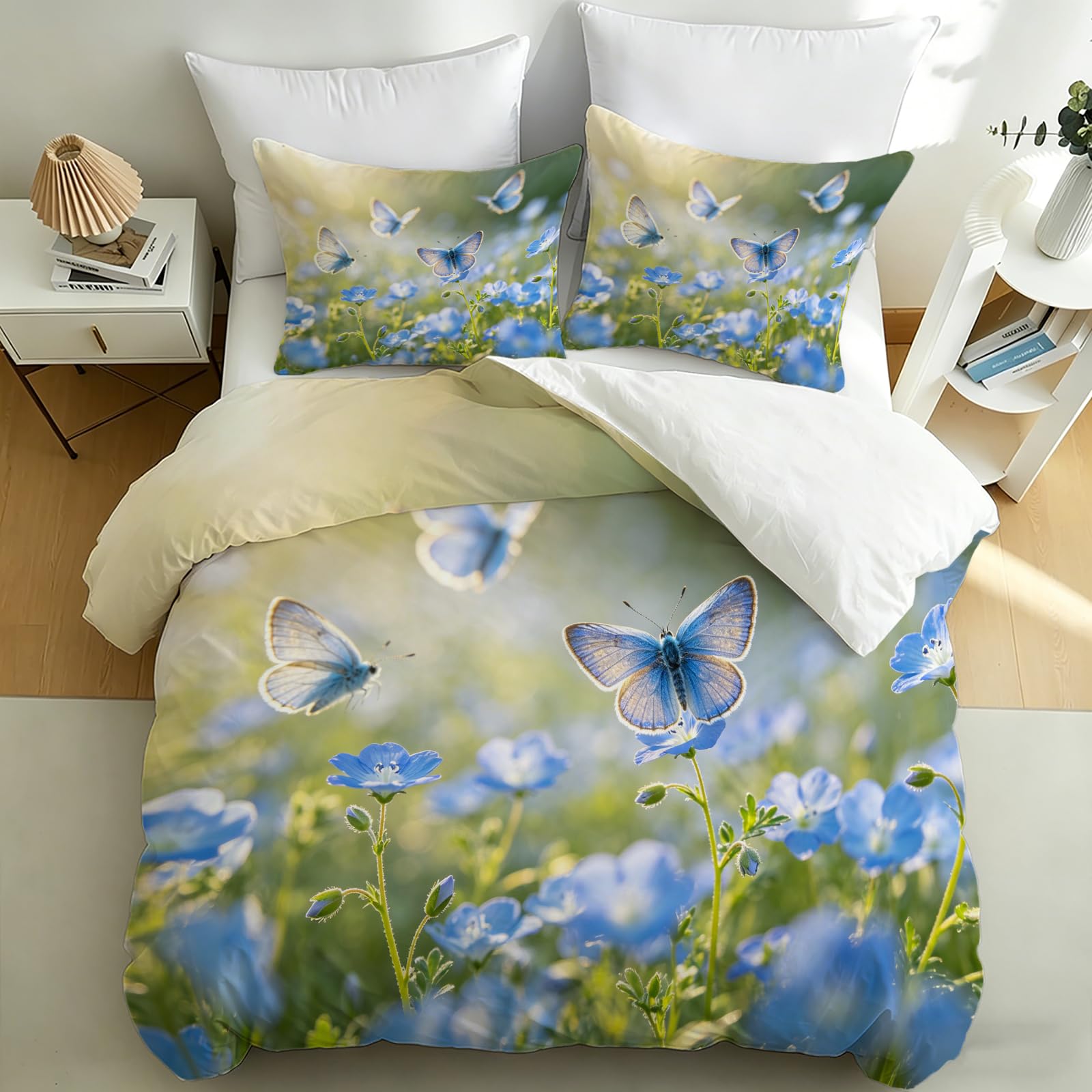 Housse de couette 240x260 papillons bleus imprimée 3D de paysages naturels