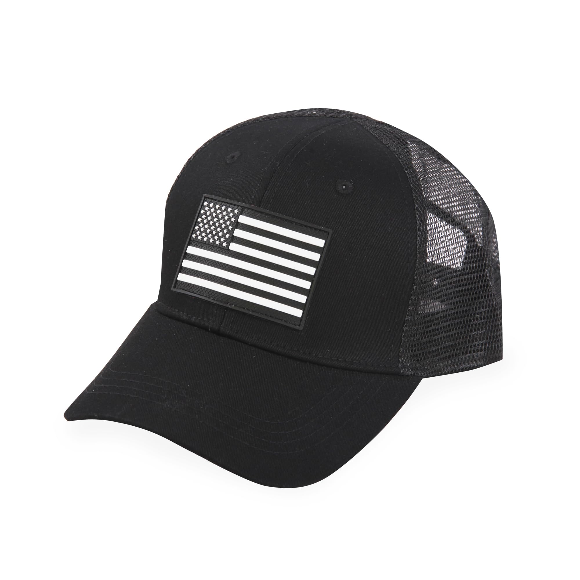 HIGHLAND TACTICAL Men's American Flag Velcro-Soft Mesh, Black, One Size