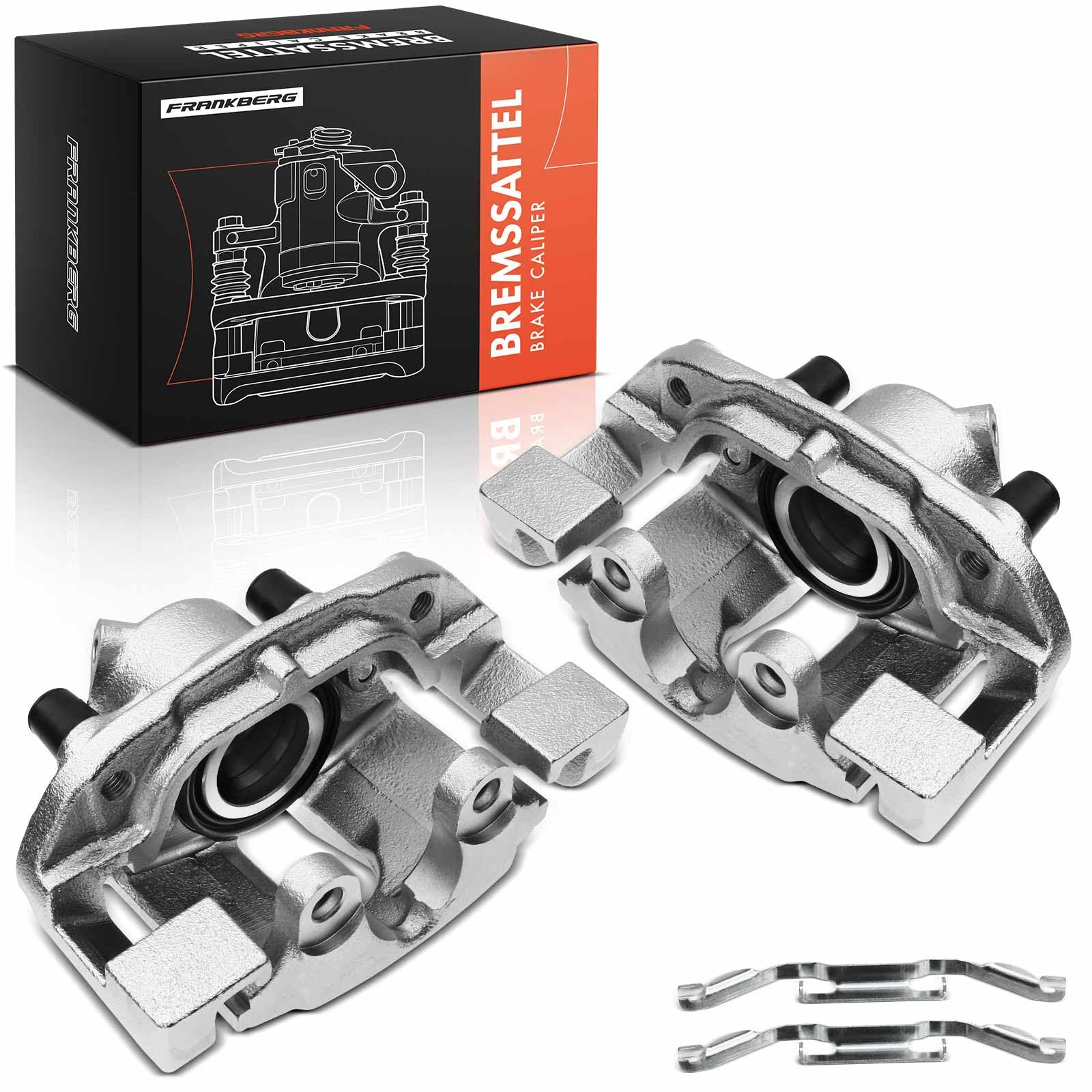 Frankberg 2x Bremssattel Bremszang Vorne Links Rechts mit Halter (Lochabstand Halterung 122mm) Kompatibel mit 3er E46 316i 318d 318i 320d 320i 323i Replace# 14134043