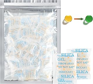 OMECO 5g x 60 Stück Silicagel Beutel mit Orange Indikator, Feuchtigkeitsabsorber Silica gel Beutel Sachets Silica Kugeln Kieselgel Trockenmittel für 3D Druck Filament lebensmittel Kamerataschen