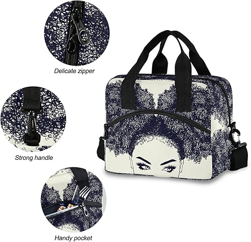 Miniatura 5 de ALAZA Lonchera aislada con cabello rizado, reutilizable, con correa para el hombro, para mujeres, hombres y adultos, 19 latas (12.5 litros)