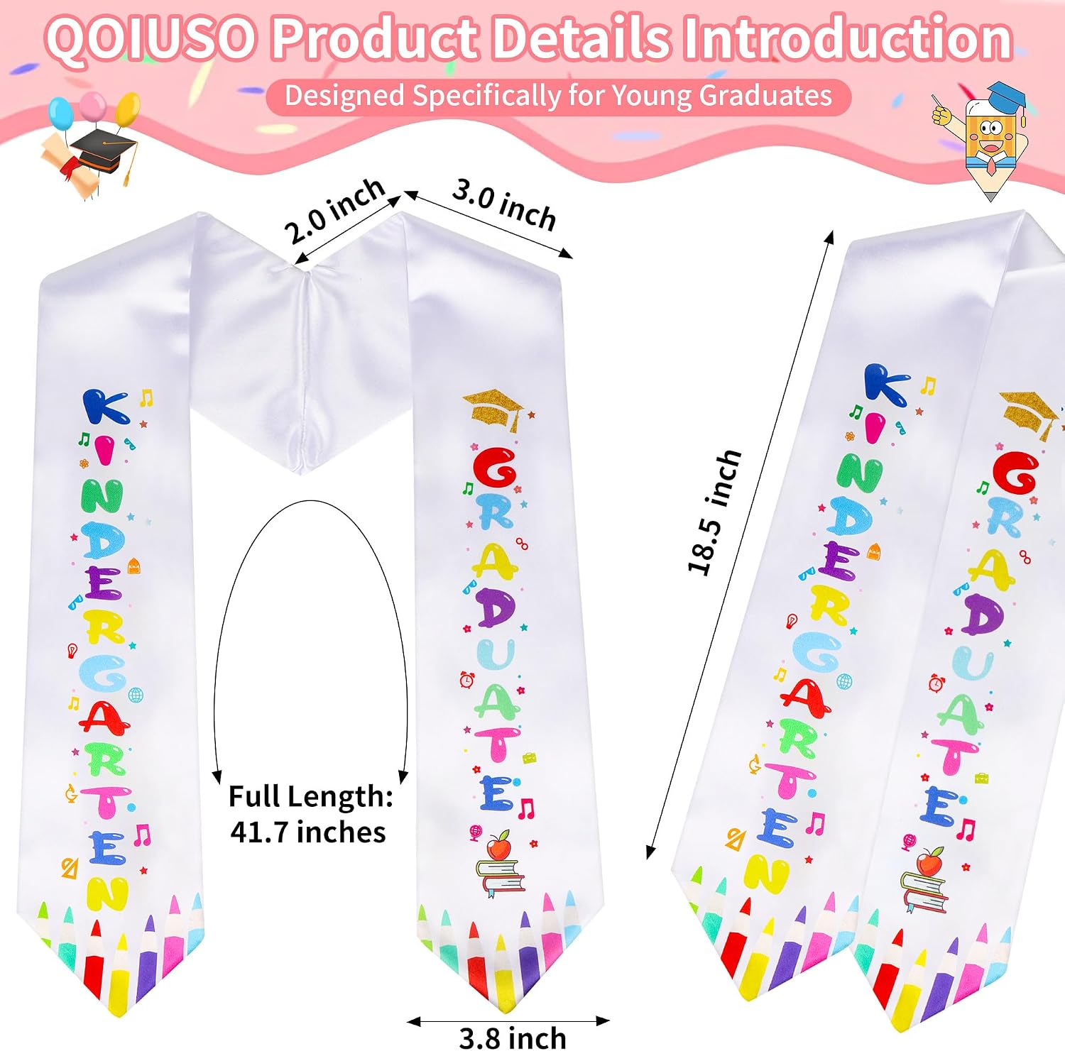 Kindergarten & Preschool Graduation Stole 2026 – Unisex Pre-K Graduation Sash for Boys & Girls, Class of 2026 Gift