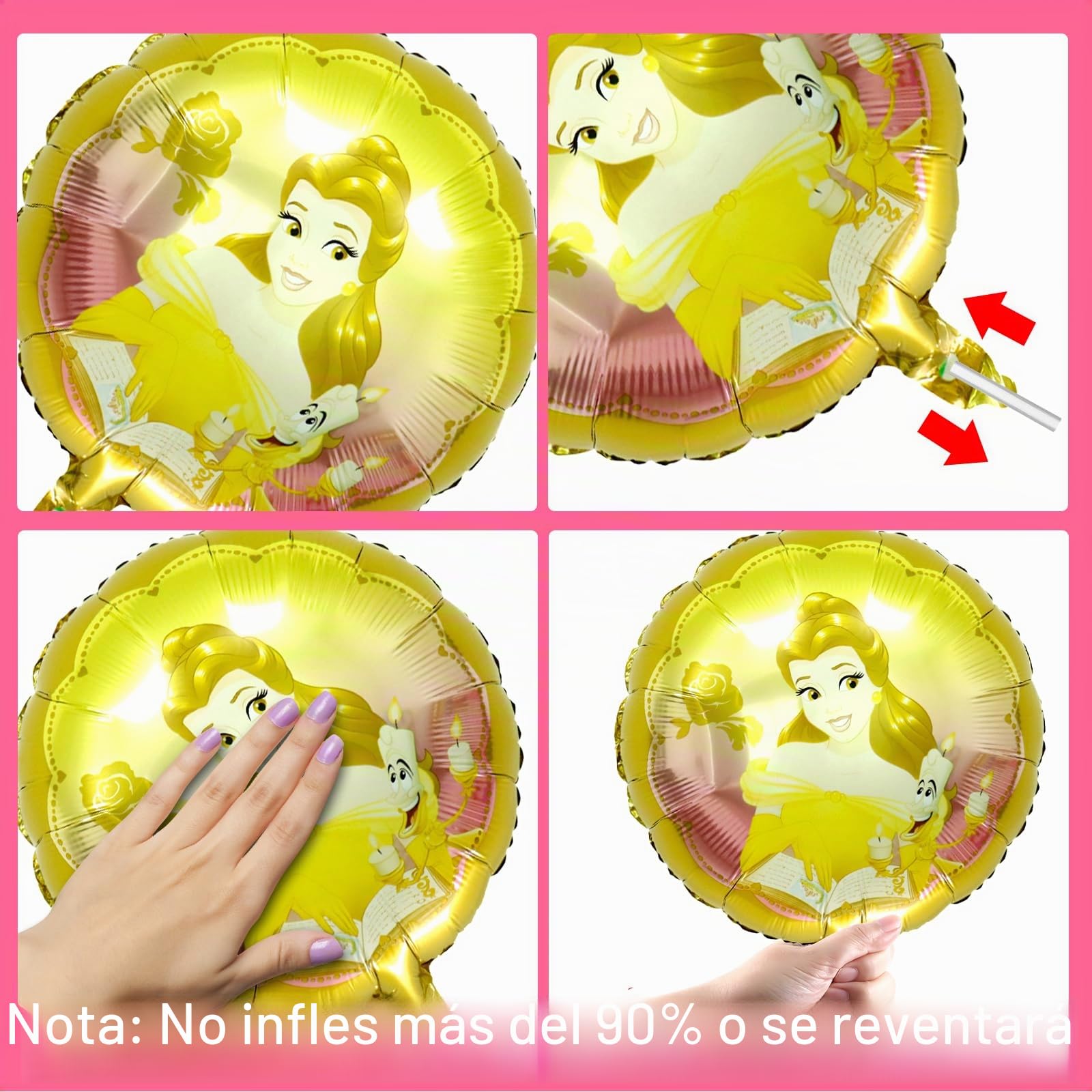 Juego de decoración de cumpleaños 3 de princesa - 53 unidades con globos, globos de aluminio y accesorios para fiestas de cumpleaños infantiles
