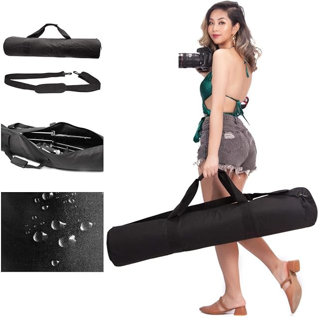 Tripod Bag 39in Case Foam Padded - 1680D Nylon - Adjustable Shoulder Strap - 100cm x 20cm - Large Sturdy Storage Bag for Photography Equipment Monopod Light Stand