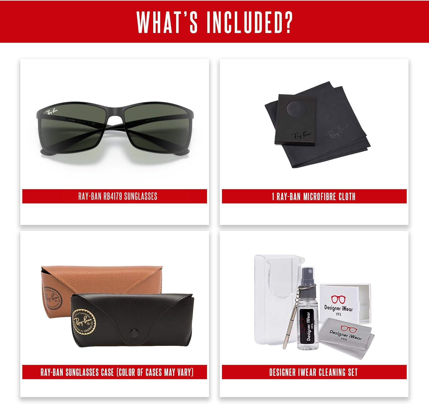 Ray-Ban RB4179 Liteforce Square Sunglasses For Men + BUNDLE with ACCESSORY EYEWEAR KIT