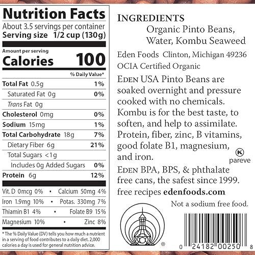 Miniatura 2 de Eden Foods Organic Pinto Beans, 15 oz