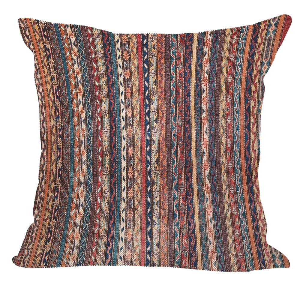 Orythyra Vertical Stripes Cushion Cover 45x45cm Vintage Ethnic-Inspired Cotton Linen Pillow Cover Decorative Throw Pillows Farmhouse Decor for Home Cushion Case 18x18 Inch — image 1
