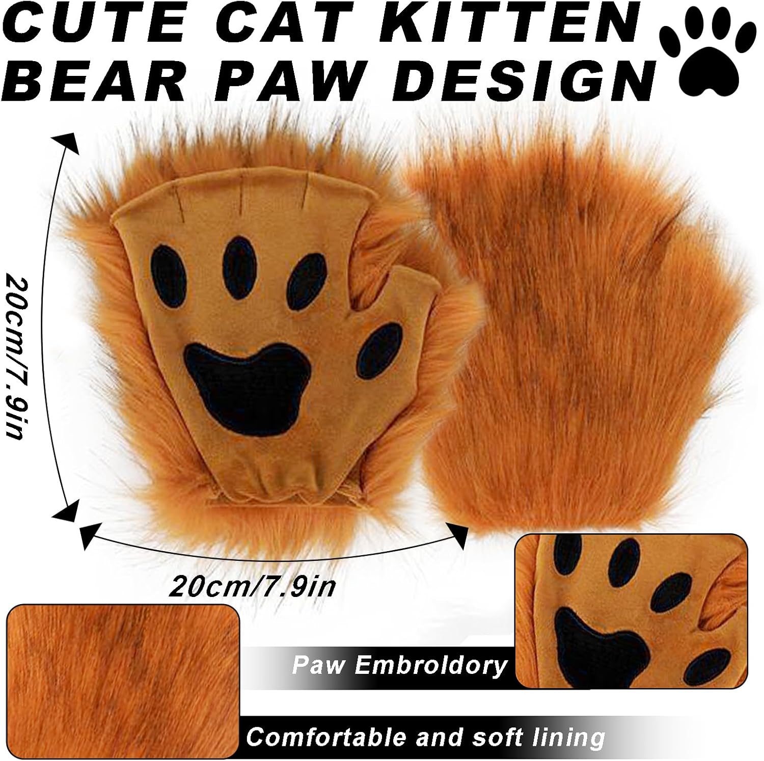 Wolf Furry Costume Suit- Fox Mask,Furry Paws& Tail for Role-Play - Fun for Adults