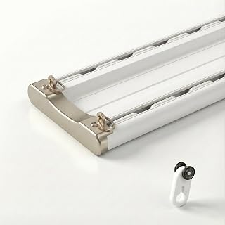 Double Curtain Track Ceiling Mount, Premium Wide Heavy Duty Aluminum Room Divider Partition, 6'/8'/10'/12'/19', Silent Sliding Rail System for Hospital, Bunk Bed, Studio Privacy(White,3.5m (11.5ft))