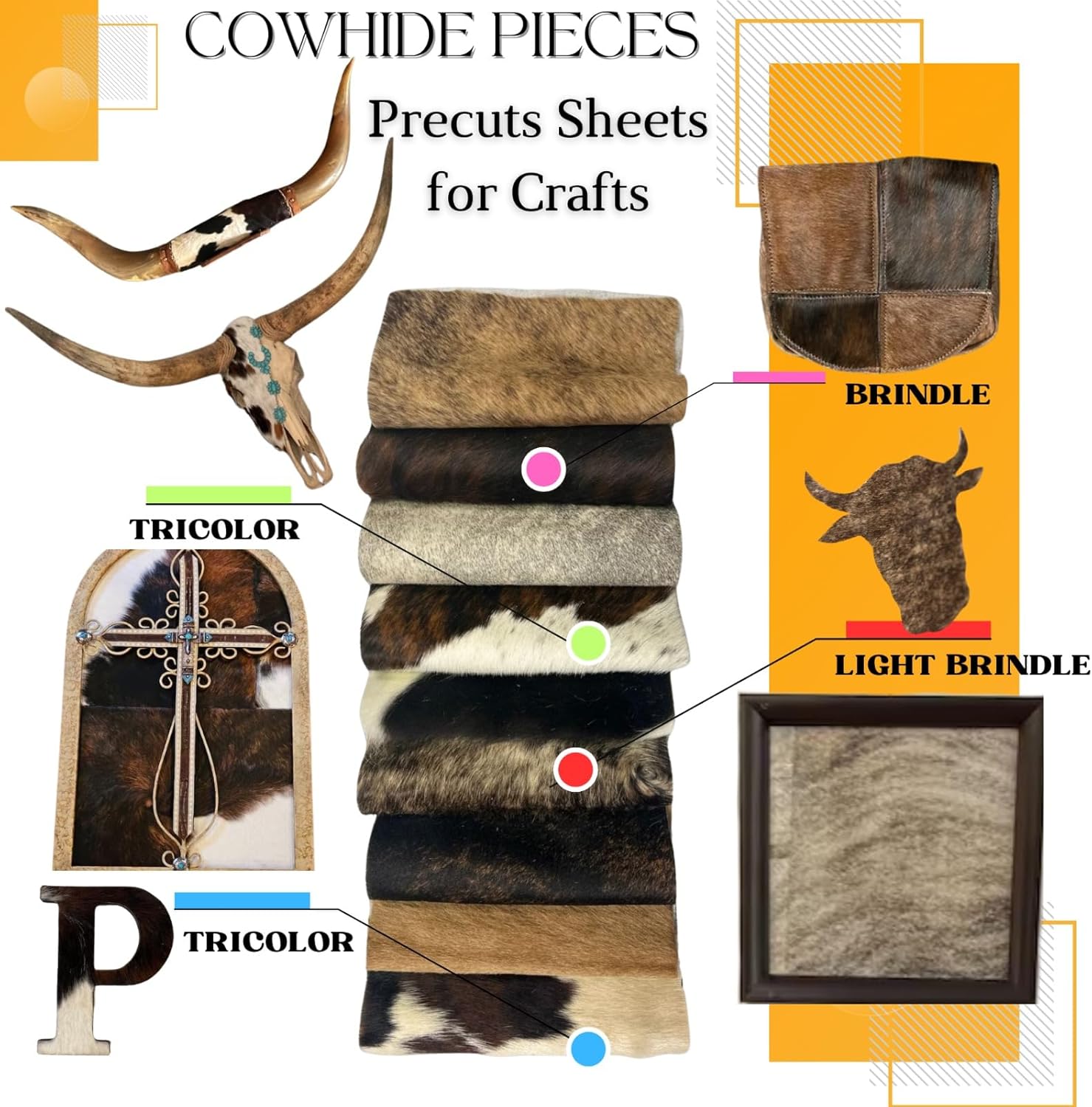 Genuine Cowhide Leather PRECUT Full Grain Thick Sheets for Crafts - Reddish Brindle 12"x24"