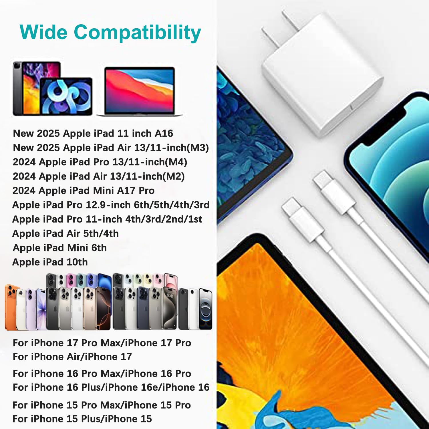Amazon.com: iPad 快速充電器,iPad 充電器快速充電USB C 壁式充電器座