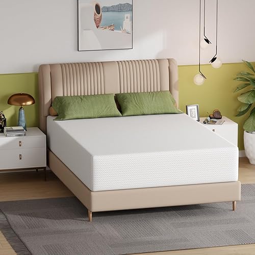 Miniatura 124 de PayLessHere Colchón individual de 12 pulgadas Colchón de espuma viscoelástica de gel firme media Blanco con funda con cremallera lavable