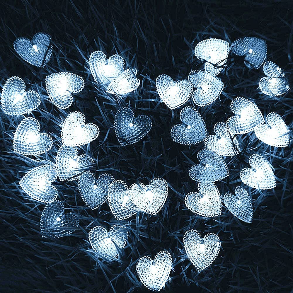 Outdoor Light Chains, 50 LED 7M 8 Modes Waterproof Solar Powered Fairy String Lights Indoor Outdoor Christmas Party Decorative Decoration Lighting Lights (White)