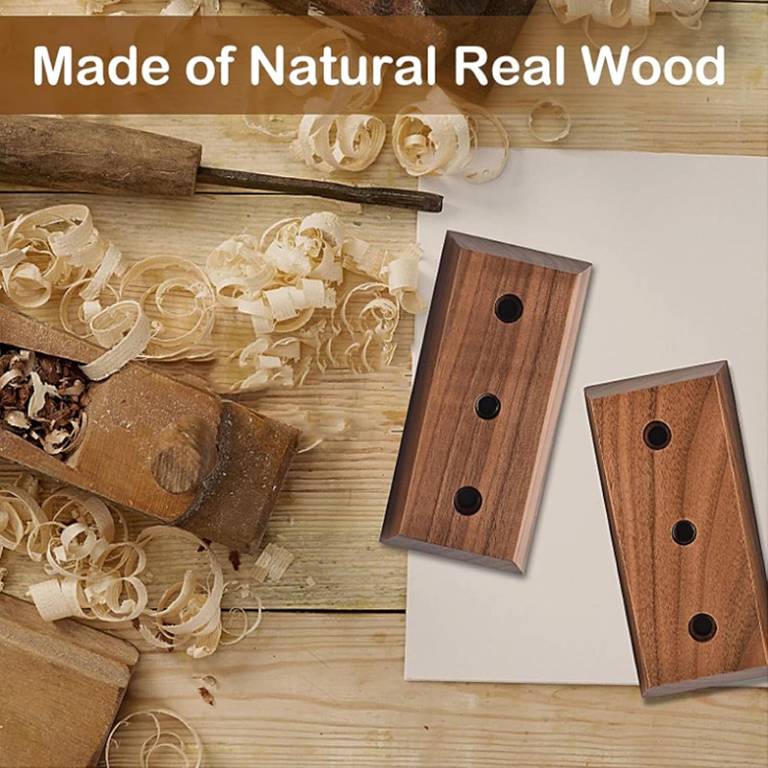 4 Pack Guitar Wall Mount, Hardwood Guitar Hanger Hook Holder with Adjustable Soft Guitar Hook for All Size Guitars U-Shaped Guitar Holders for Acoustic, Electric Guitar Ukulele, Bass, Mahogany
