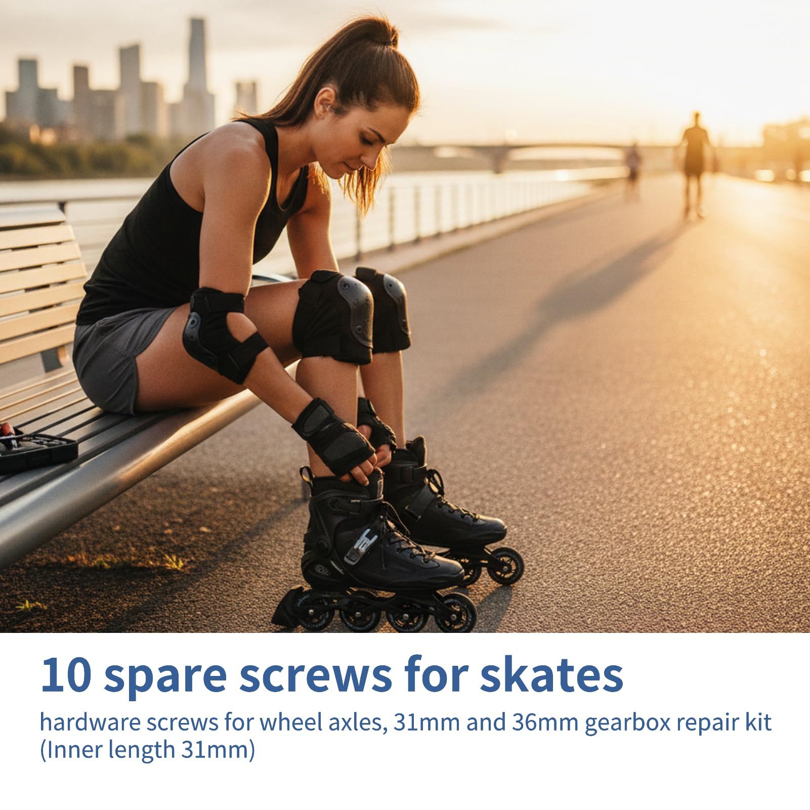 10 tornillos de repuesto para patines, tornillos de hardware para ejes de ruedas, kit de reparación de cambios de 31 mm y 36 mm (Longitud interior 31mm)