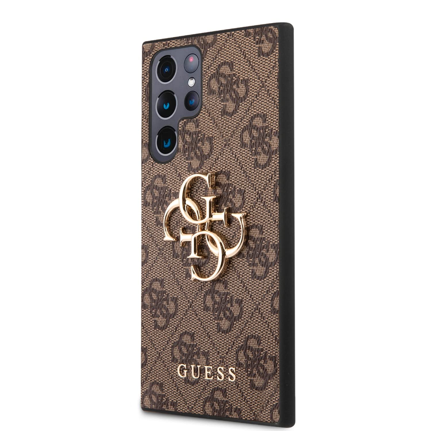 Guess GUHCS22L4GMGBR - Custodia per S908 S22 Ultra Marrone 4G Big Metal Logo
