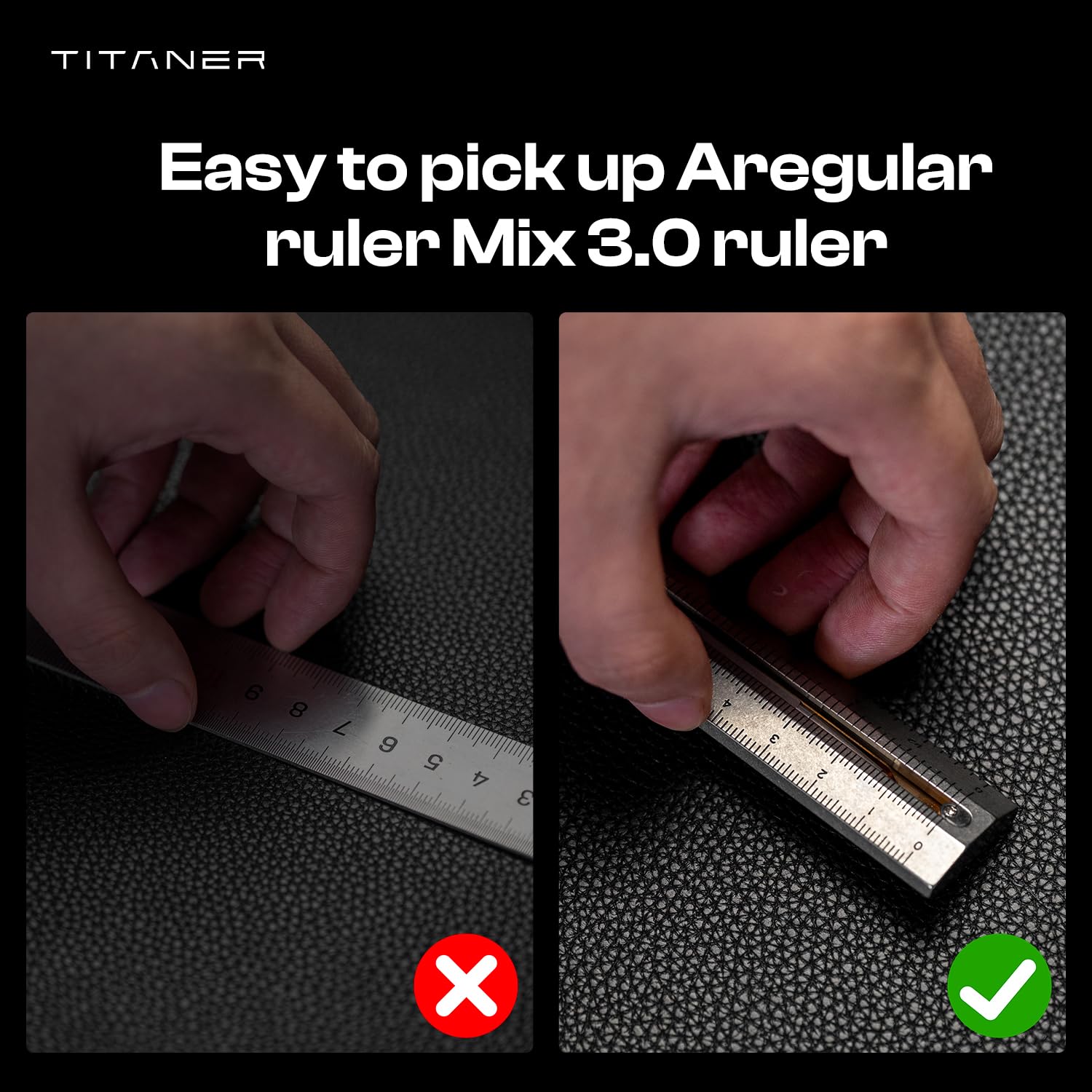Mix 3.0 Titanium EDC Versatile Rule - Titanium EDC Ruler with Built-in Pen, Metric & Imperial Scales, Compact Pocket Size for Engineers, Architects, DIY Enthusiasts