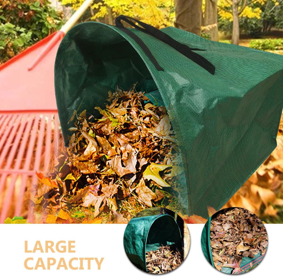Collapsible Lawn and Leaf Bag for Garden Waste Collection Large Capacity Leaf Collector Woven Handles Easy for Garden