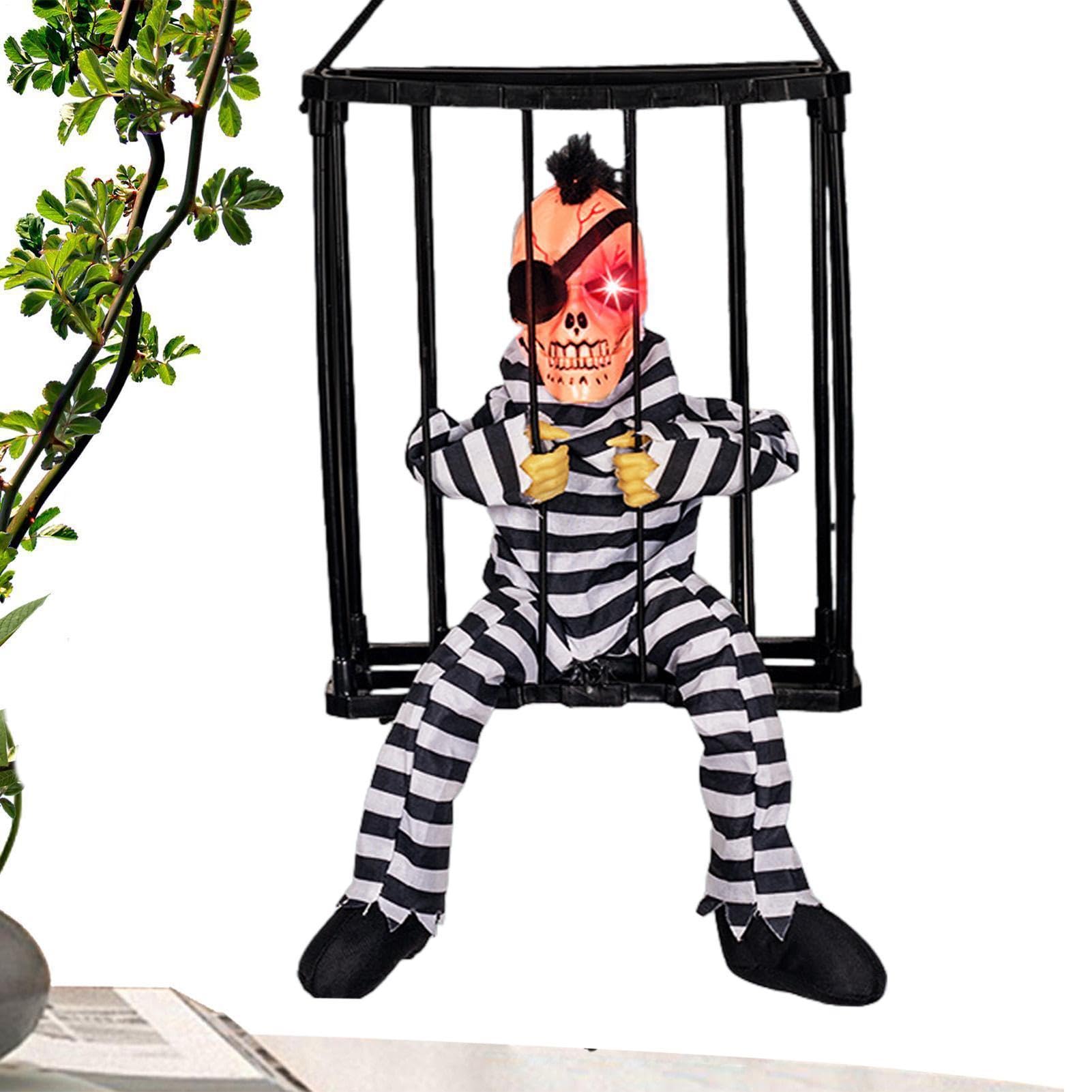Cage de prisonnier d'Halloween avec détecteur de mouvement et hurlant