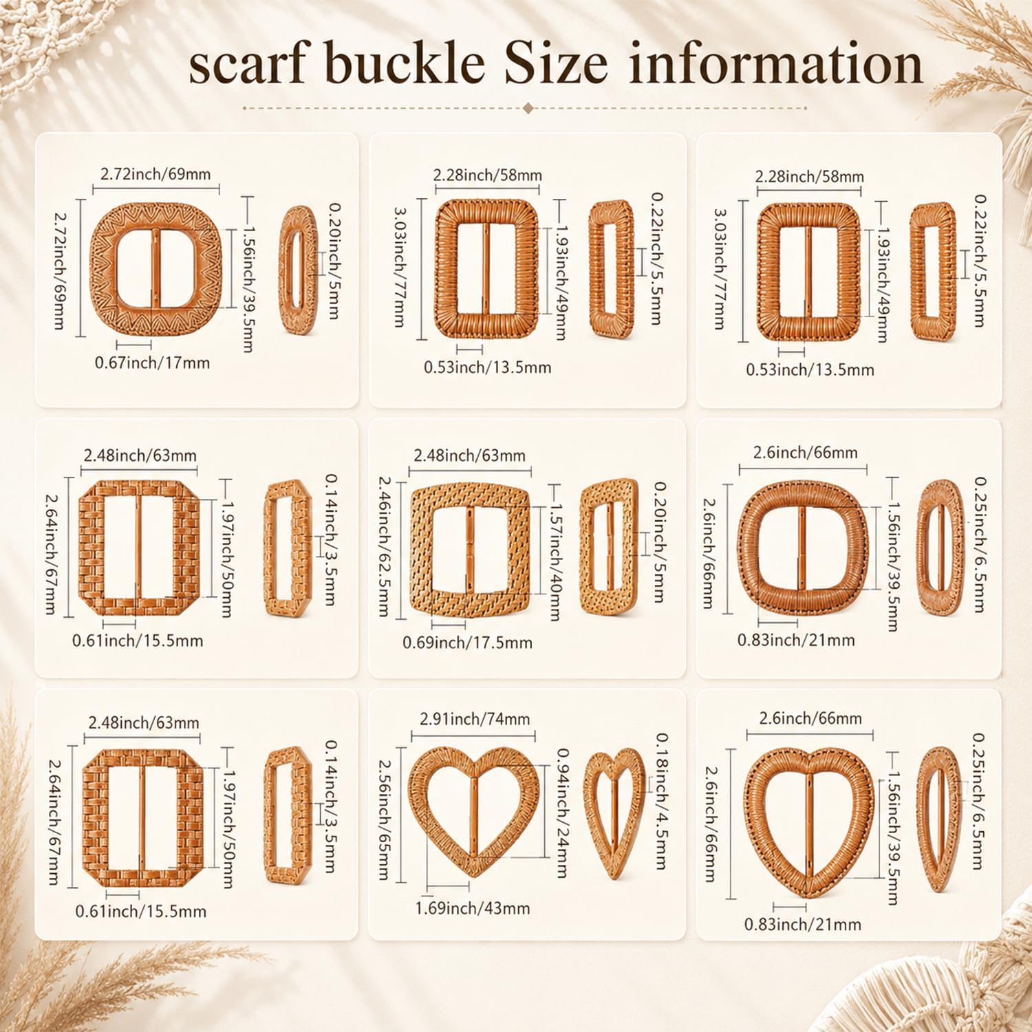 6Pcs Scarf Clasp, Rings Scarf Holder Clip Retro, Imitation‑Woven Waist Cinch Buckles