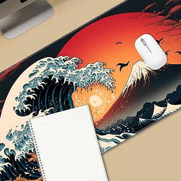 ProbTis Anime Masa Paspası, Japon Oyun Mouse Pad Büyük, XL Havalı Klavye Fare Altlığı, Oyun için Kanagawa Büyük Dalga Fare Altlığı, Ev Ofis için Büyük Genişletilmiş Masa Koruyucu, 80 cm x 30 cm