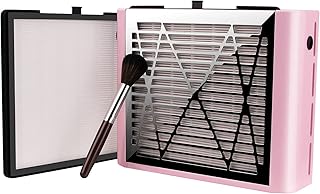 Nail Dust Collector with Brush and 2 Reusable Filters, 60W Vacuum Dust Fan for Acrylic Nails (pink)