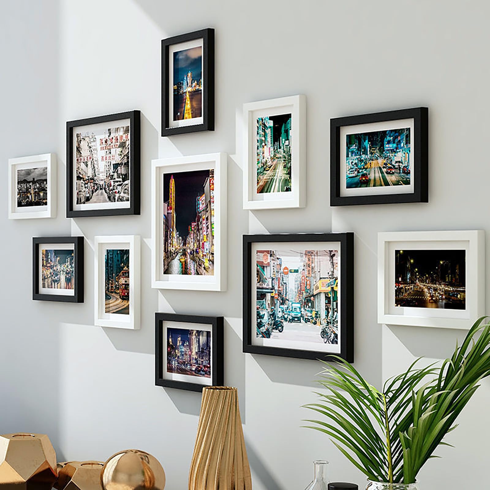 Paquete de 11 marcos de fotos de collage para pared, 3 piezas de 8 x 10 pulgadas, 8 piezas de 5 x 7 pulgadas, montaje vertical u horizontal, diseño personalizable para el hogar y la familia
