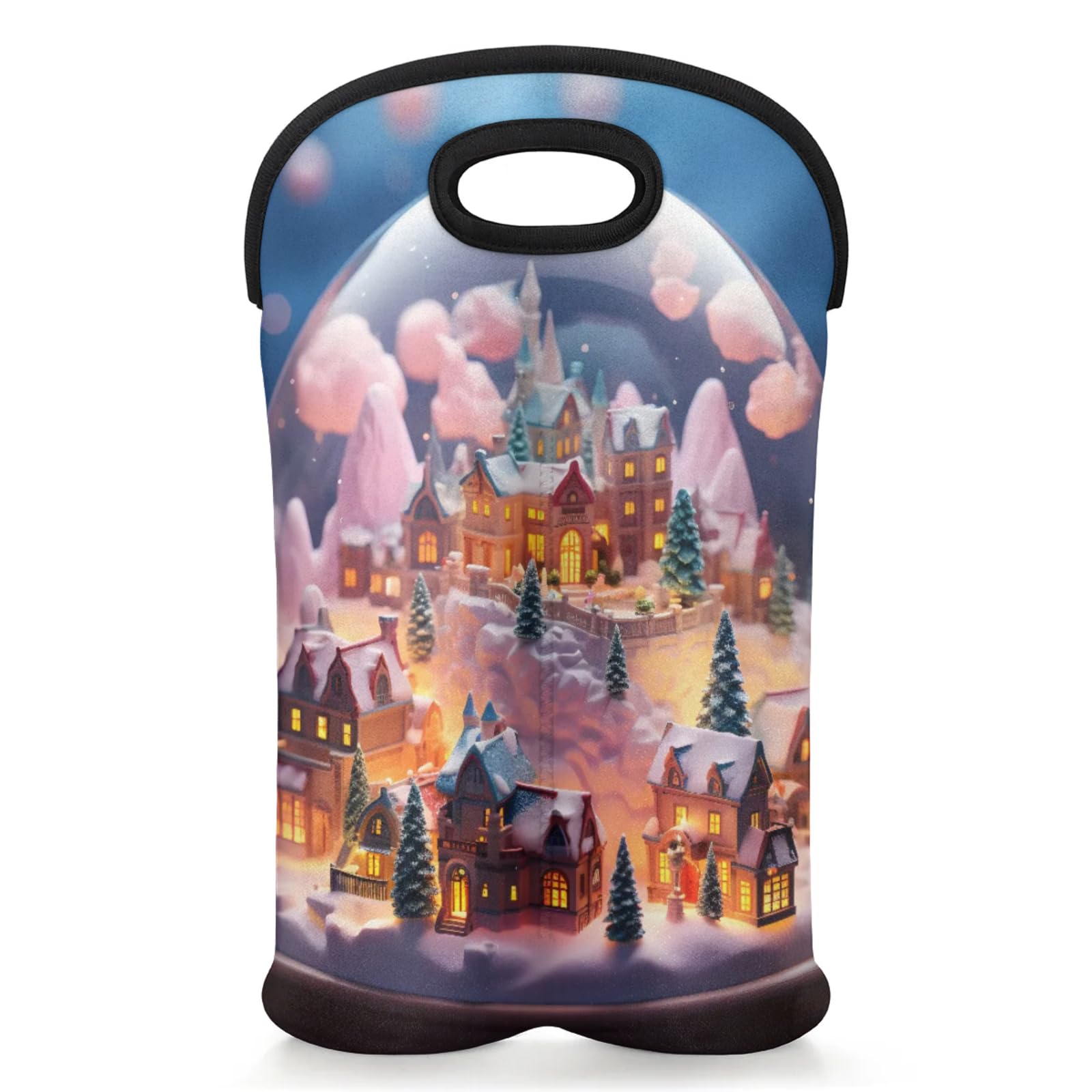 GzLeyigou 2 Bottles Crystal Ball Wine Bag Sleeve Totes Neoprene Protective Wine Carrier Bag for Wine,Water, Champagne, Beer, Baby Bottles,Gift 14.5 x 10 Inches