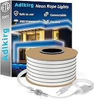 Vista 13 de Cuerda de luz LED de neón de 65.6 pies, conectable y cortable, 6000K, luces de neón de luz diurna, IP65 impermeable, iluminación de cuerda