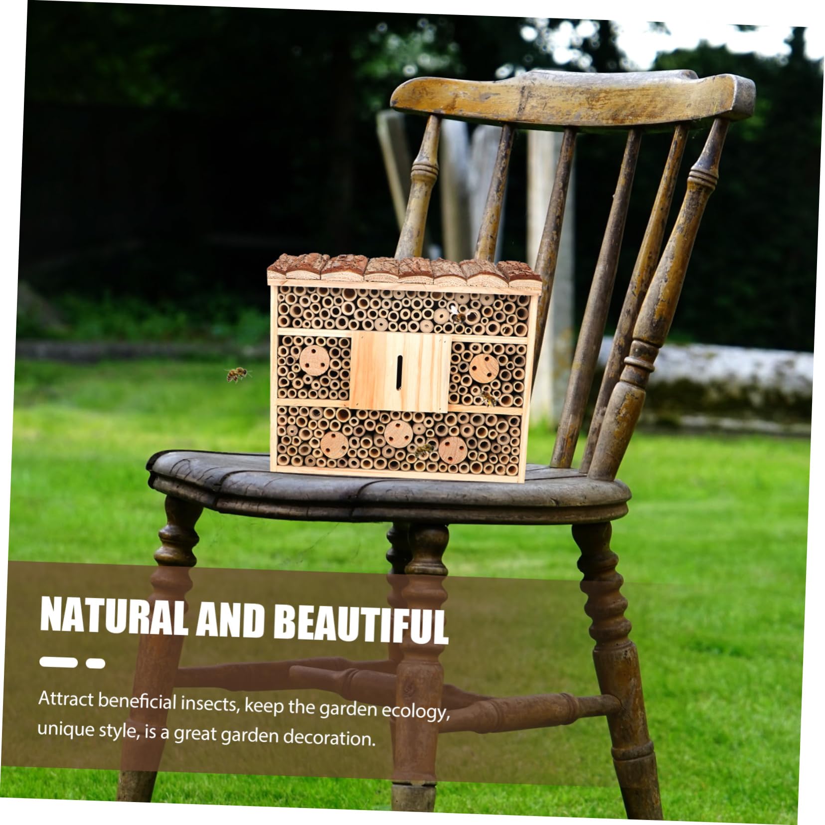 Happyyami Gartenbienen-holzhaus Bienenhütte Ornament Hüttendekor Gartenhaus Für Schmetterlinge Und Marienkäfer