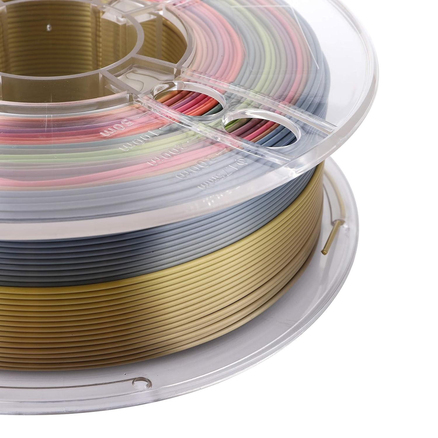 Fasmov Silk Rainbow Multicolor 3D Printer Filament PLA 1.75 mm 1 KG (2.2 LBS) Multi Color Printing Materials Gradually Changing Color PLA Rainbow Metallic Color Gradient Filament