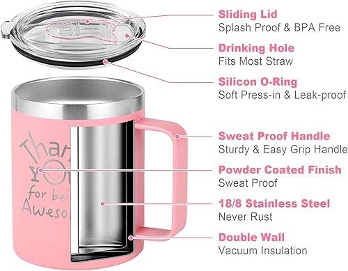 Miniatura 10 de DLOCCOLD Regalos de agradecimiento para mujeres, regalos administrativos para el día profesional, taza de café con texto en inglés "Thank You for